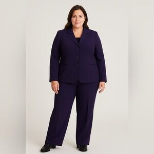 Vintage Conrad C Plum Purple Size 16 2pc Suit Set 100% Wool Trousers + Blazer